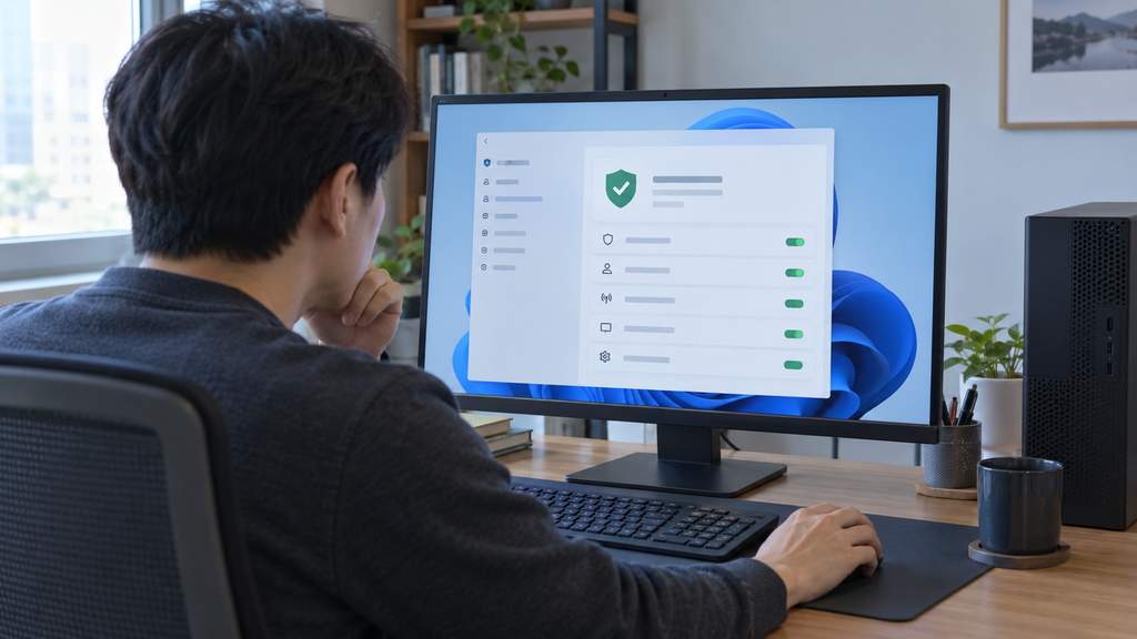 전원과 BitLocker 복구 준비 상태를 확인하는 노트북 사용자