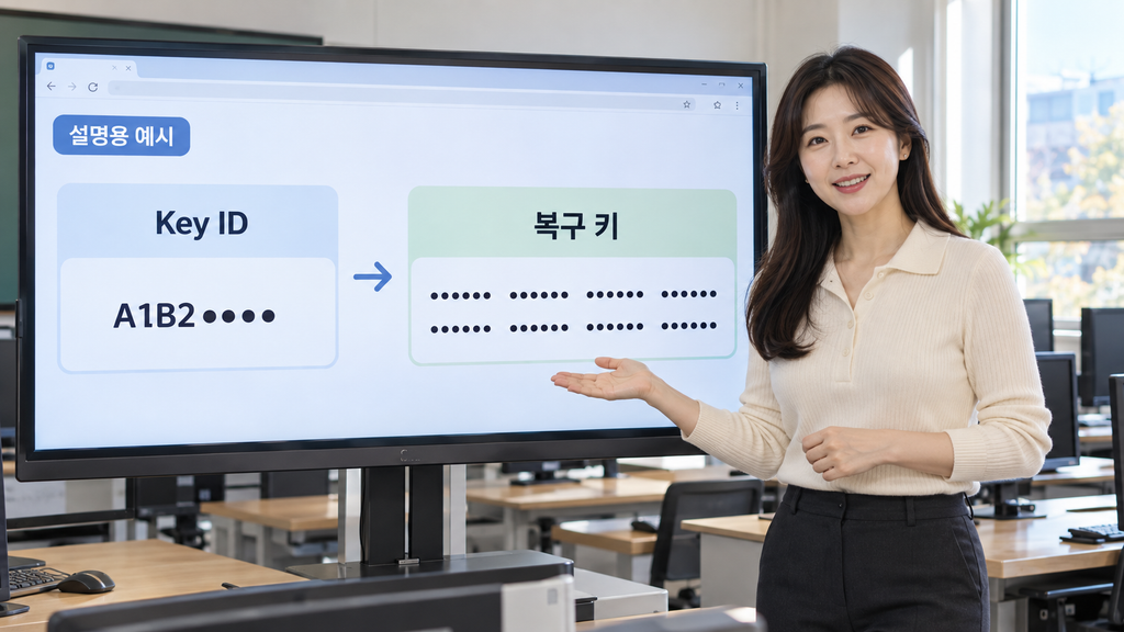 BitLocker 복구 키 화면에서 Key ID를 확인하는 방법을 설명하는 예시 이미지
