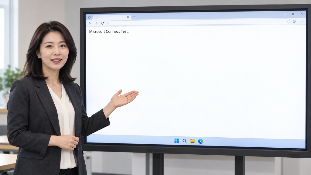 윈도우 인터넷 없음 점검에 사용하는 Microsoft Connect Test 화면을 설명하는 이미지